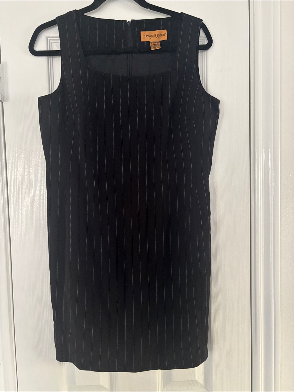 Classiques Entier Black Pinstripe Sheath Dress